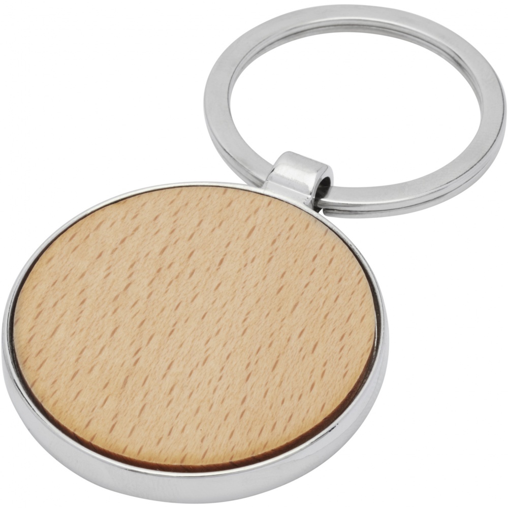 Logo trade promotional giveaways picture of: Moreno beech wood round keychain
